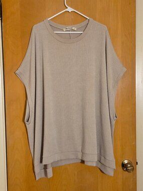 Three Bird Nest The Nest Moon Glow Texture Knit Top Size XL Tan Oversized Boho